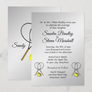Tennis Wedding Theme Silver Invitations
