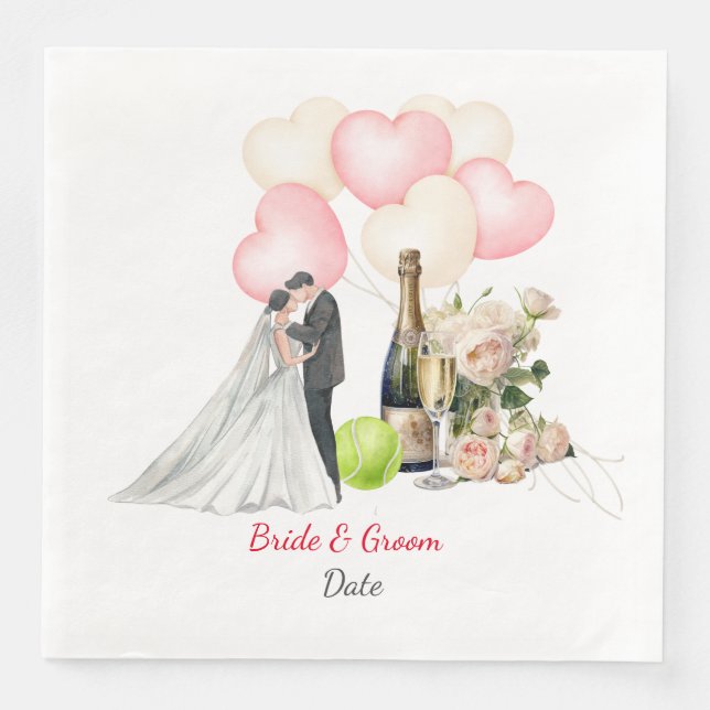 Tennis Wedding themed Napkin (Front)