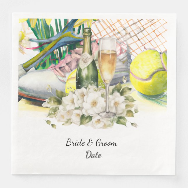 Tennis Wedding themed Napkin (Front)
