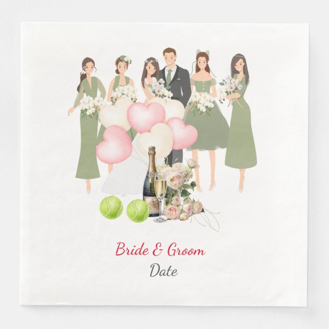 Tennis Wedding themed Napkin (Front)