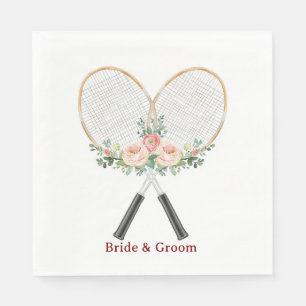 Tennis Wedding with racket and flowers Napkin