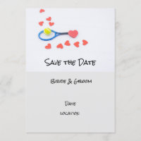 Tennis wedding with racket and hearts