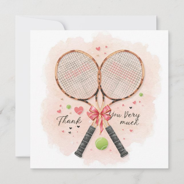 Tennis wedding with racket and love hearts (Front)