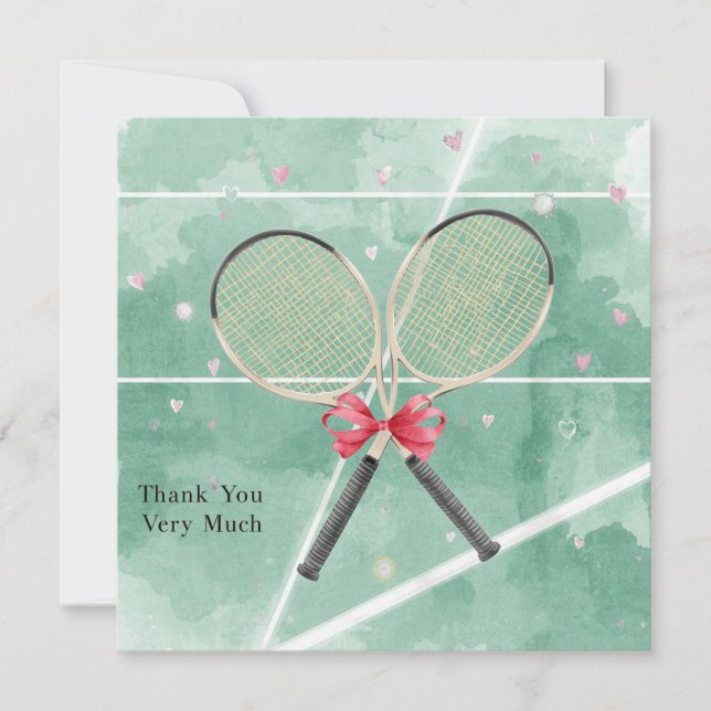 Tennis wedding with racket and love hearts (Front)