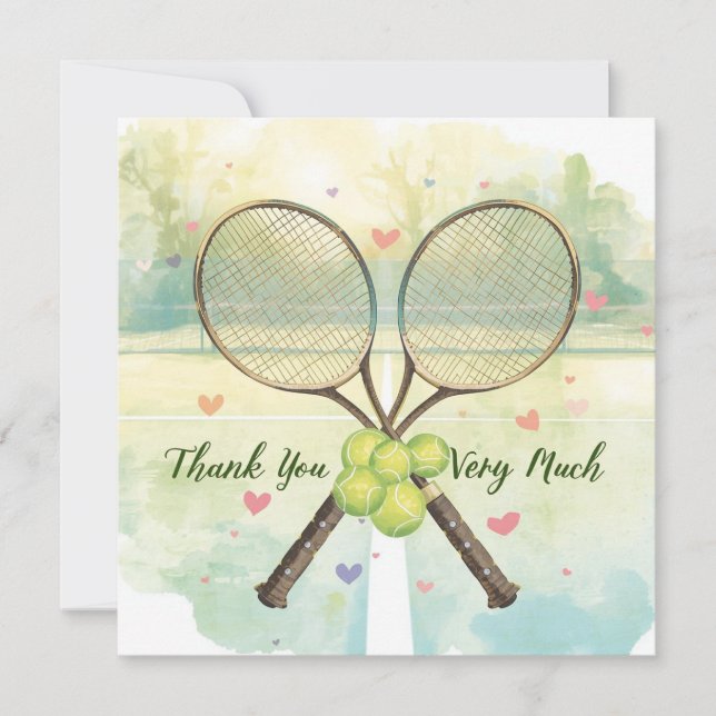 Tennis wedding with racket and love hearts (Front)