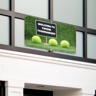 Tennis Welcome sign on green background banner