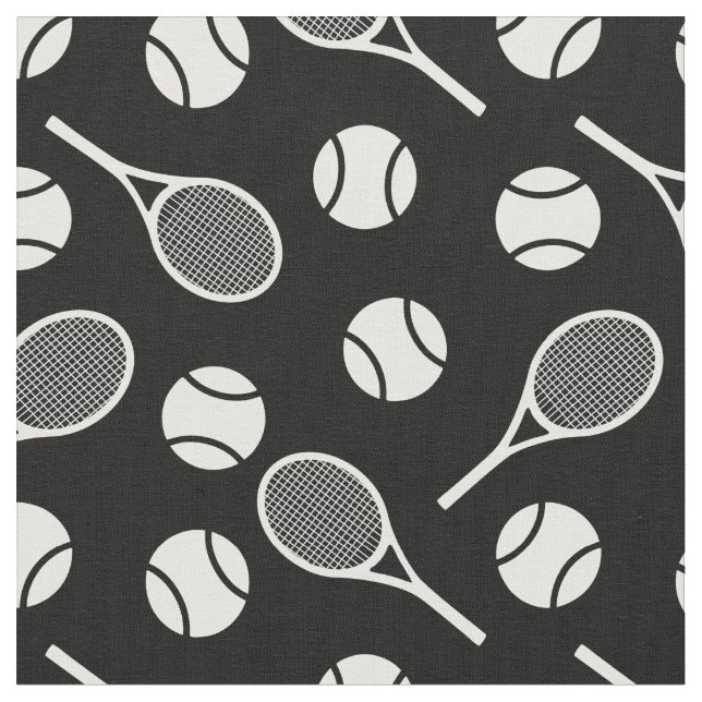 🖤🎾Tennis: white rackets - customizable! Fabric (Close Up)