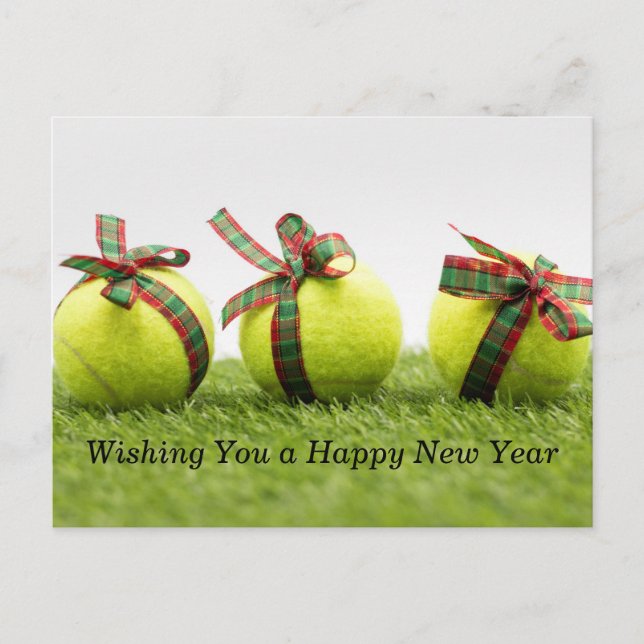 Tennis Wishing You a Happy New Year Holiday Postcard (Front)