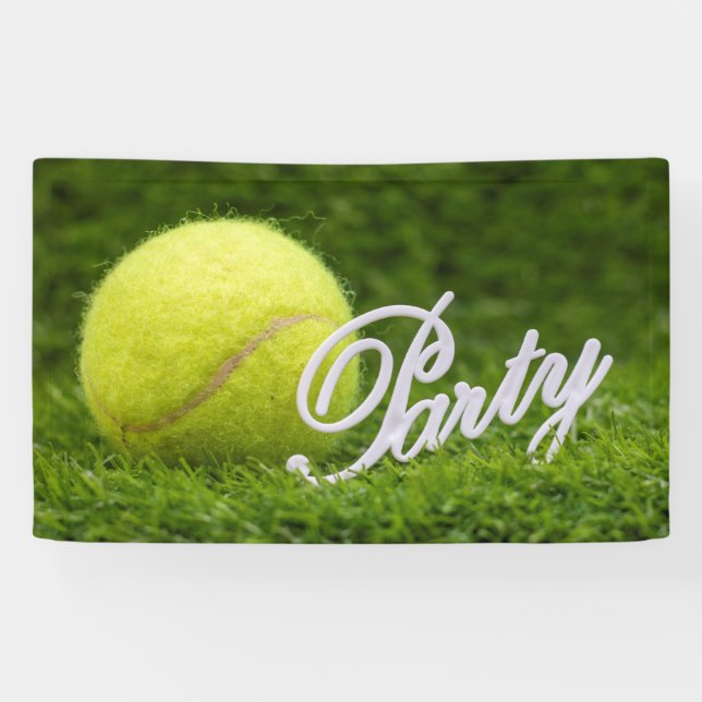 Tennis with ball on green grass Party  Banner (Horizontal)