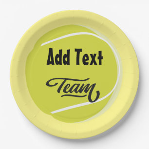 Tennis with Name of your Team on Ball Paper Plate
