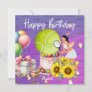 Tennis woman is playing Happy Birthday for player