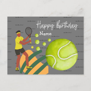 Tennis woman is playing Happy Birthday  Postcard