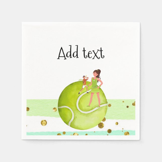 Tennis Woman Player holds racket and ball    Napkin (Front)