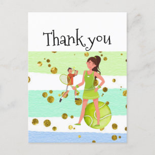 Tennis Woman Player holds racket and ball Postcard