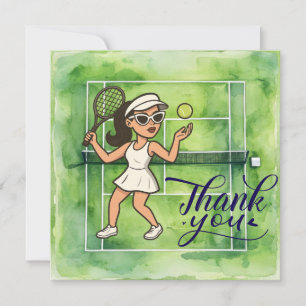 Tennis Woman Player is Playing Tennis Thank You Card