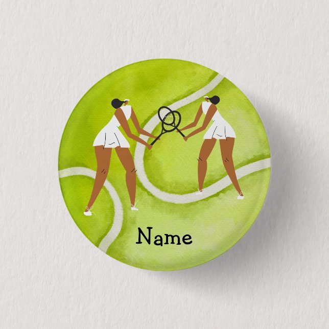 Tennis woman player on Tennis ball background   3 Cm Round Badge (Front)