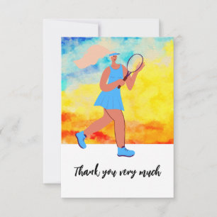 Tennis woman player thank you card