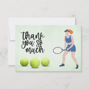 Tennis woman with tennis ball  thank you card