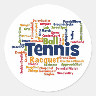 Tennis Word Cloud Classic Round Sticker