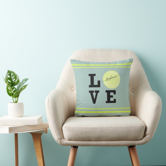 Tennis Yellow Ball Love  Name Cushion (Chair)