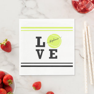 Tennis Yellow Ball Name Napkin
