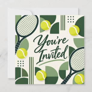 Tennis You’re Invited Geometric Invitation