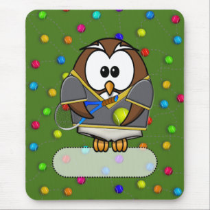 tennisman owl mouse mat
