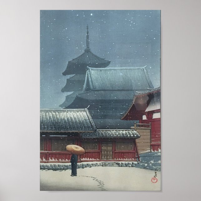 Tennô-ji Temple in Osaka Hasui Kawase Shin Hanga Poster (Front)