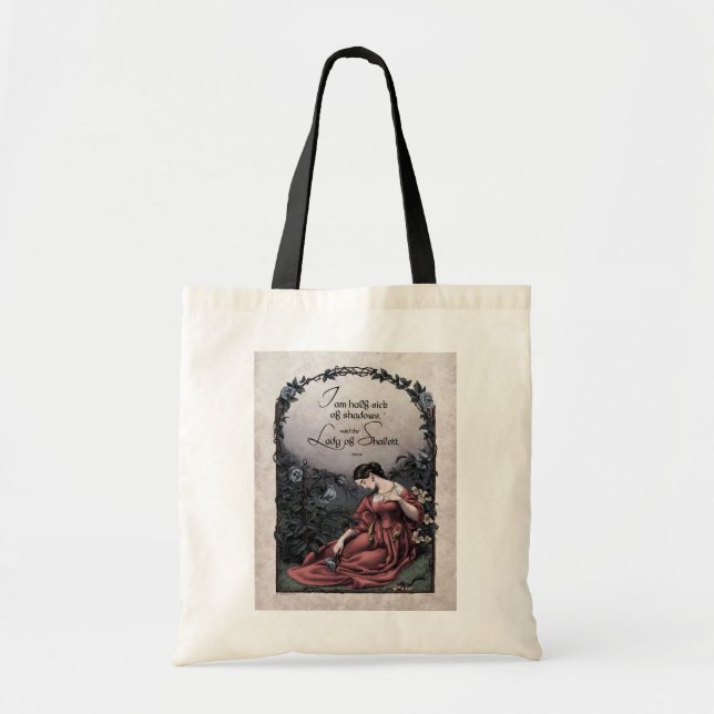 Tennyson "Lady of Shalott" Victorian Art Tote Bag (Front)