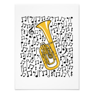 Tenor Horn Musical Notes Hornist Brass Musician Photo Print