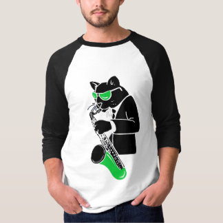 Tenor Sax Cat - Green T-Shirt