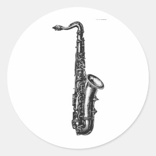 Tenor Saxophone Classic Round Sticker