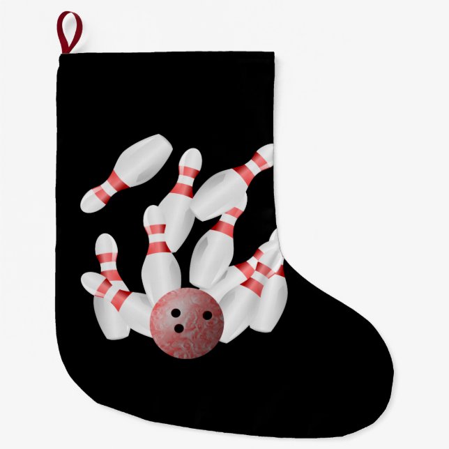 Tenpin bowling Strike Large Christmas Stocking (Front)