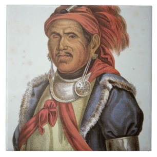 Tenskwatawa (1775-1836) (colour litho) tile