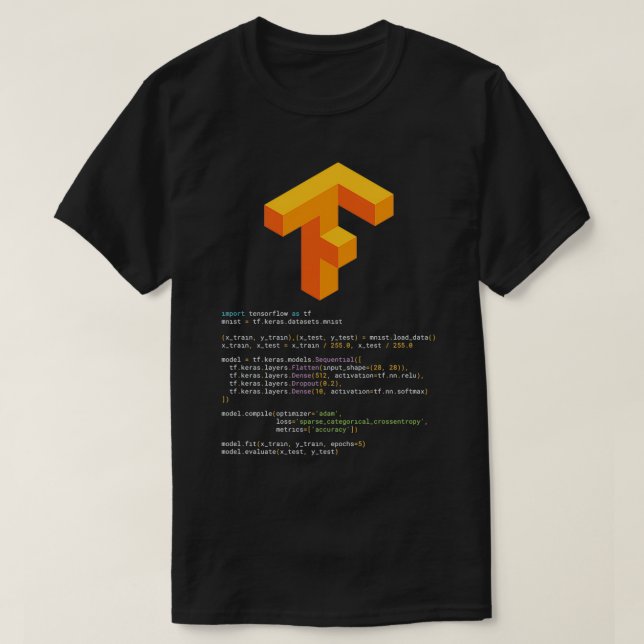 Tensorflow keras MNIST T-Shirt (Design Front)