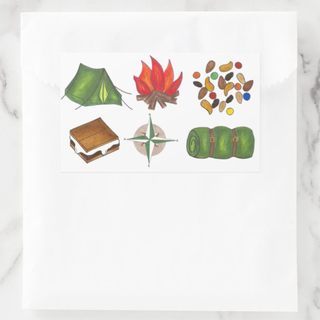 Tent Campfire Compass S'mores Camp Camping Sticker (Bag)