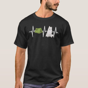 Tent Camping American Eskimo Dog Heartbeat Dog T-Shirt