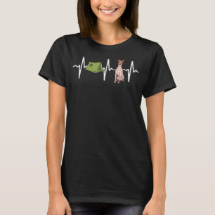 Tent Camping American Hairless Terrier Heartbeat D T-Shirt