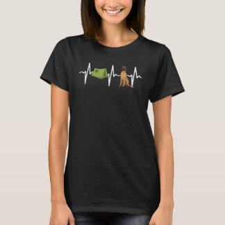 Tent Camping Brown Great Dane Heartbeat Dog T-Shirt