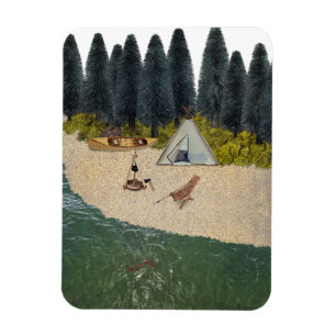 Tent Camping by the River Magnet