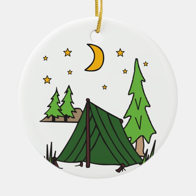 Tent Camping Ceramic Tree Decoration (Front)
