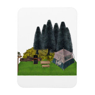 Tent Camping in the Forest Magnet