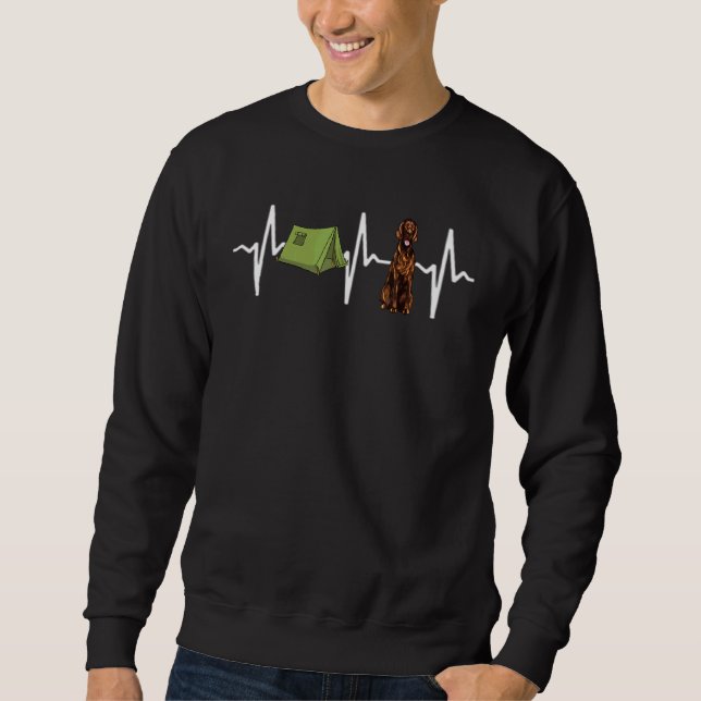Tent Camping Irish Setter Heartbeat Dog Sweatshirt (Front)