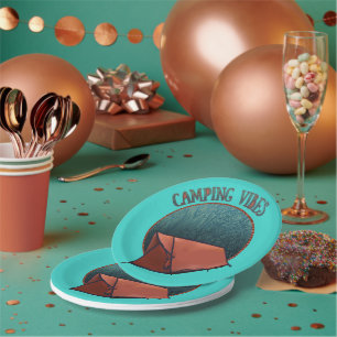 Tent Camping Vibes Paper Plate