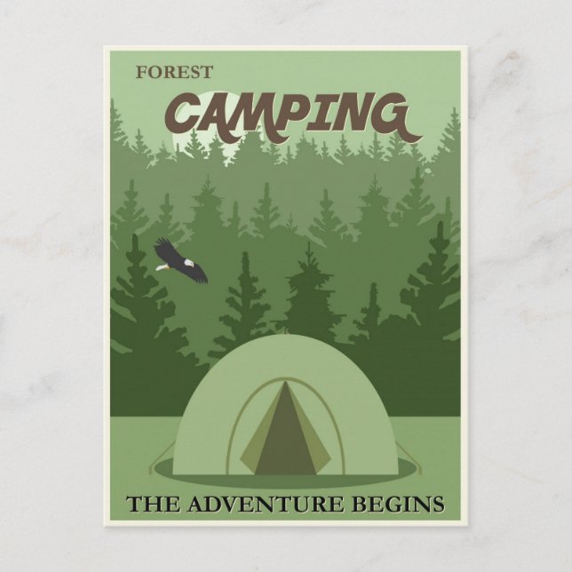Tent Camping Vintage Travel Poster Postcard (Front)