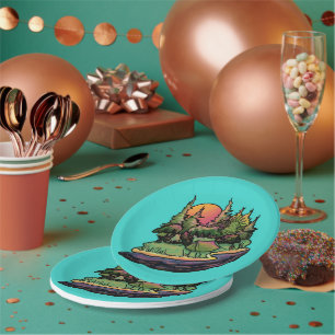 Tent Camping Wilderness Scene Paper Plate