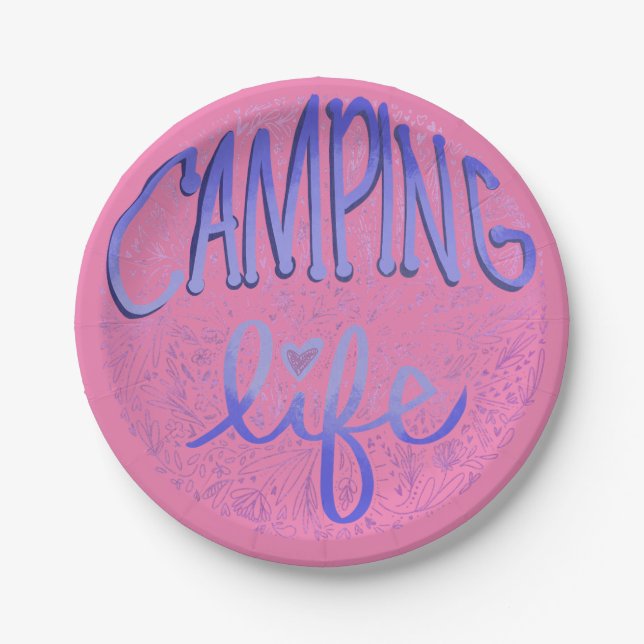 Tent Camping Wilderness Scene Paper Plate (Front)