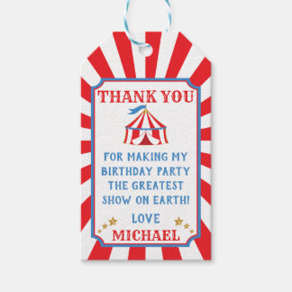 Tent Circus Carnival Birthday Gift Favour Tag