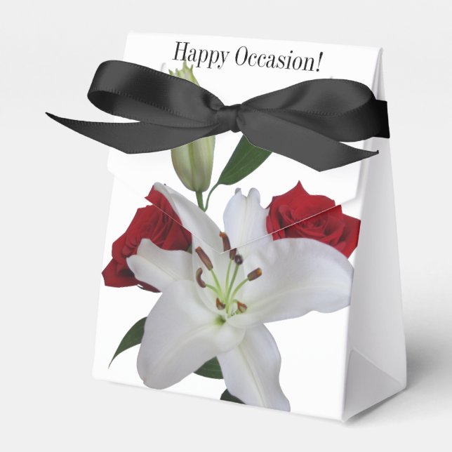 Tent Favour Boxes Red Roses White Lily Any Occasio (Front Side)