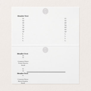 Tent Folded Business Card - Company & Support Info